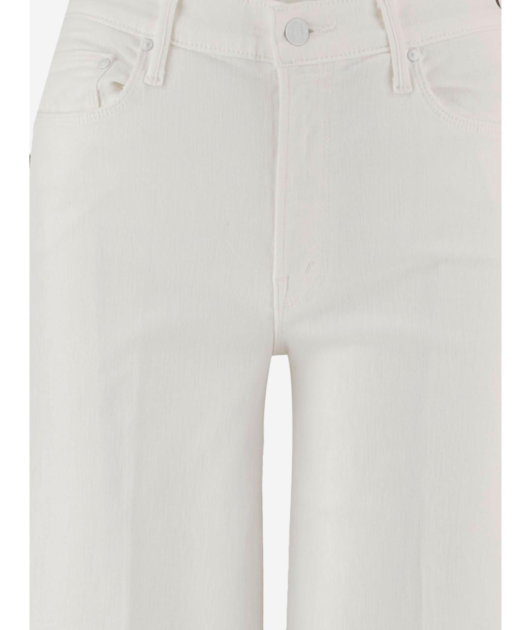 MOTHER Белые хлопко-полиэстеровые прямые джинсы, фото 3