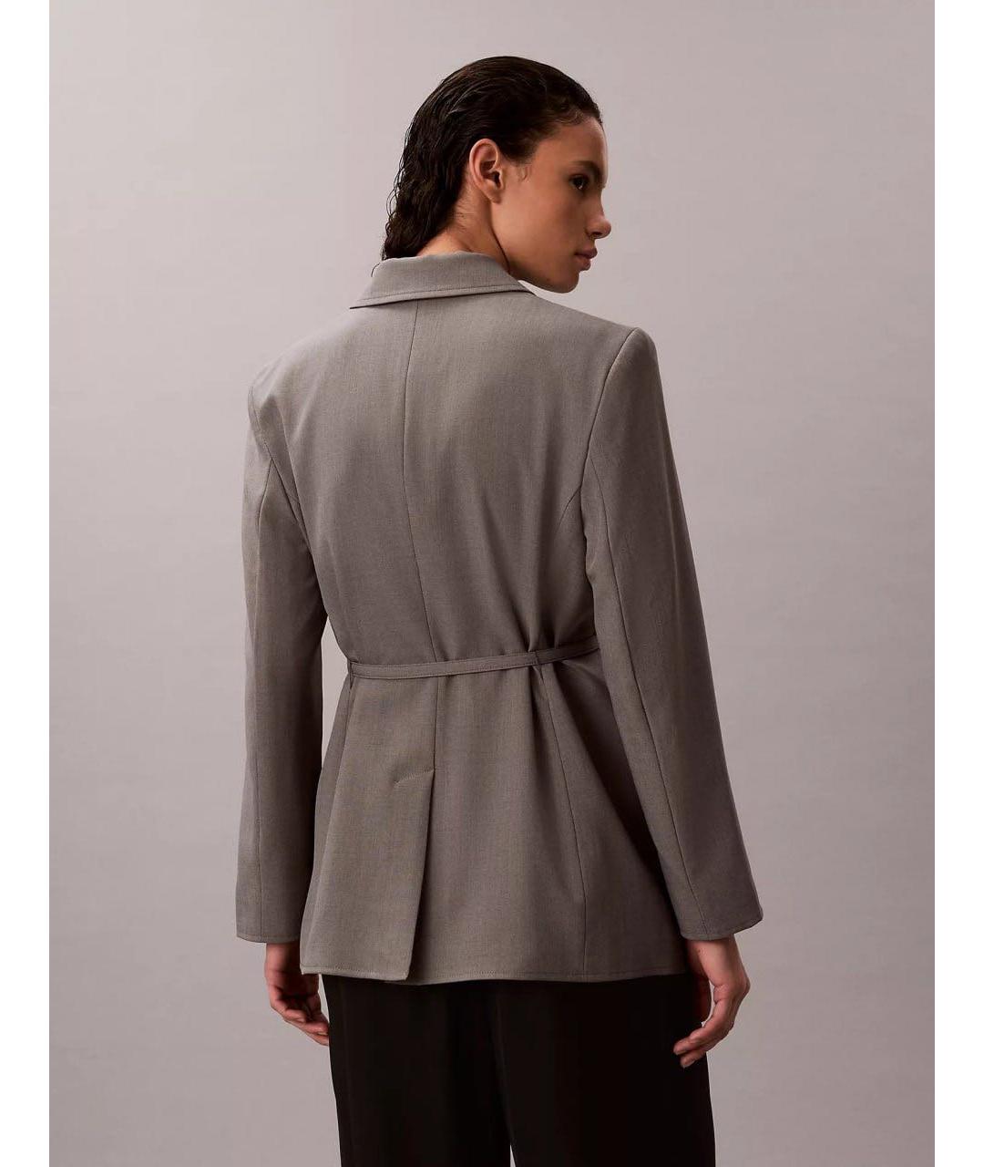 CALVIN KLEIN Серый хлопко-эластановый жакет/пиджак, фото 2