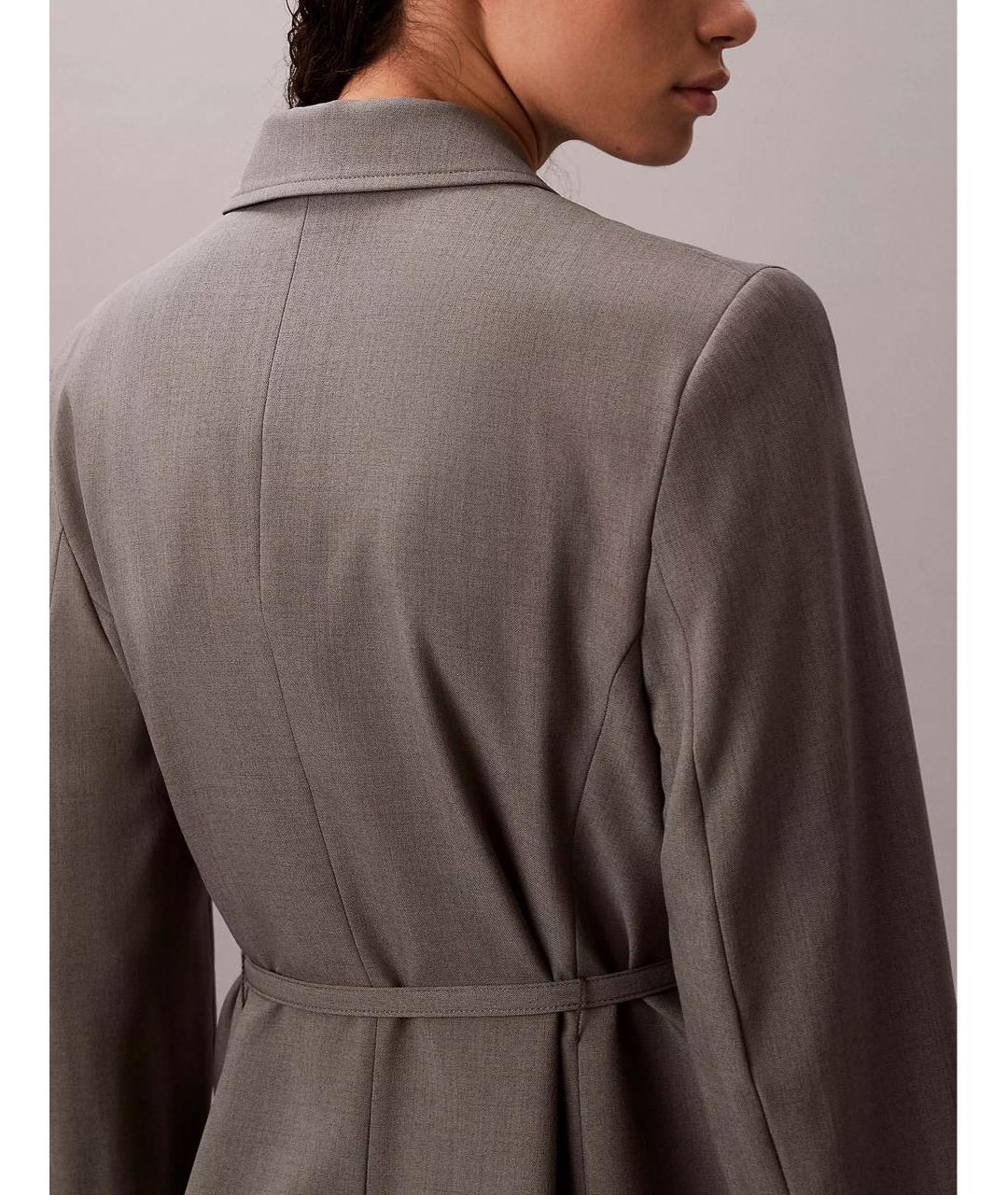 CALVIN KLEIN Серый хлопко-эластановый жакет/пиджак, фото 5
