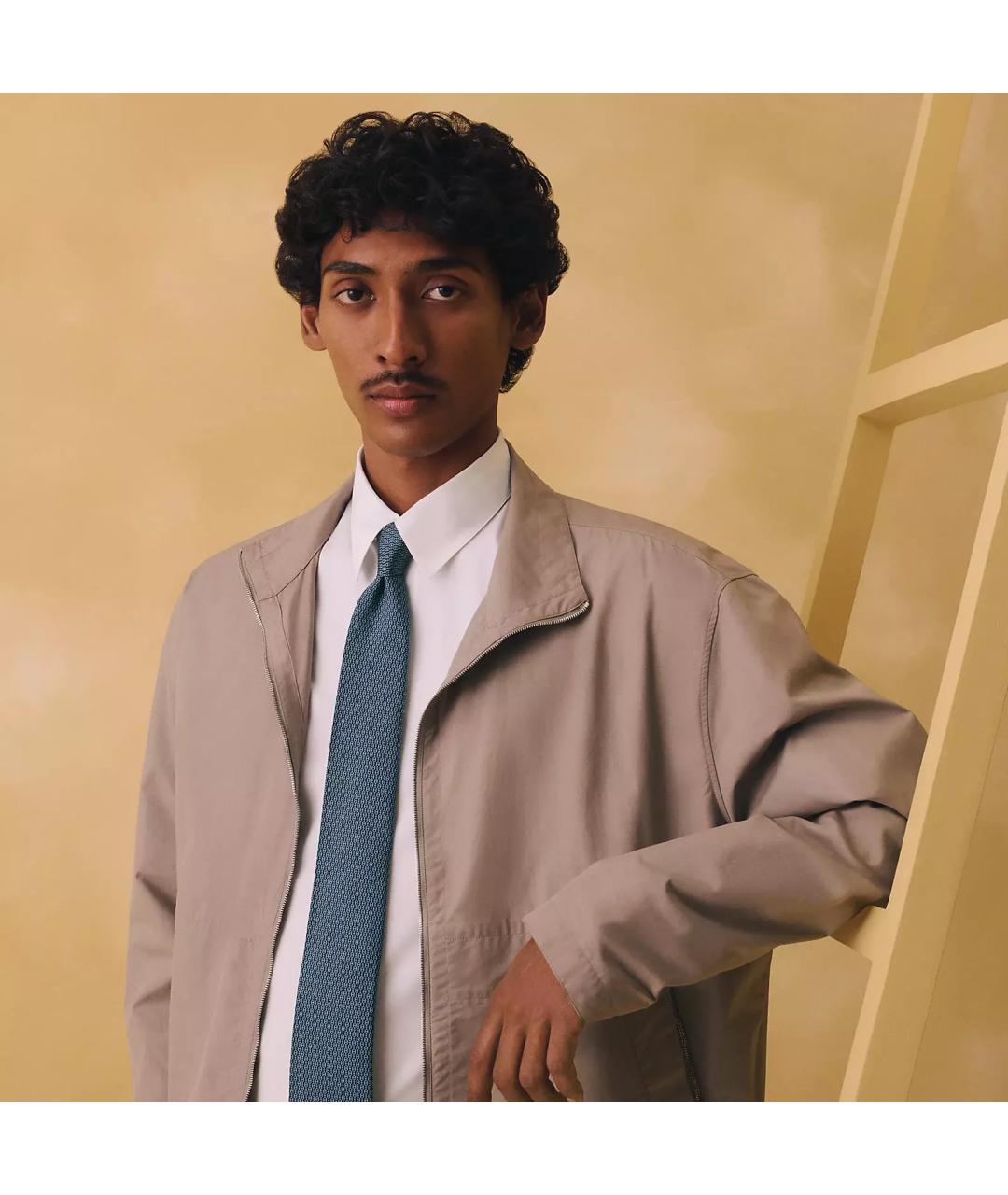 HERMES Синий шелковый галстук, фото 3