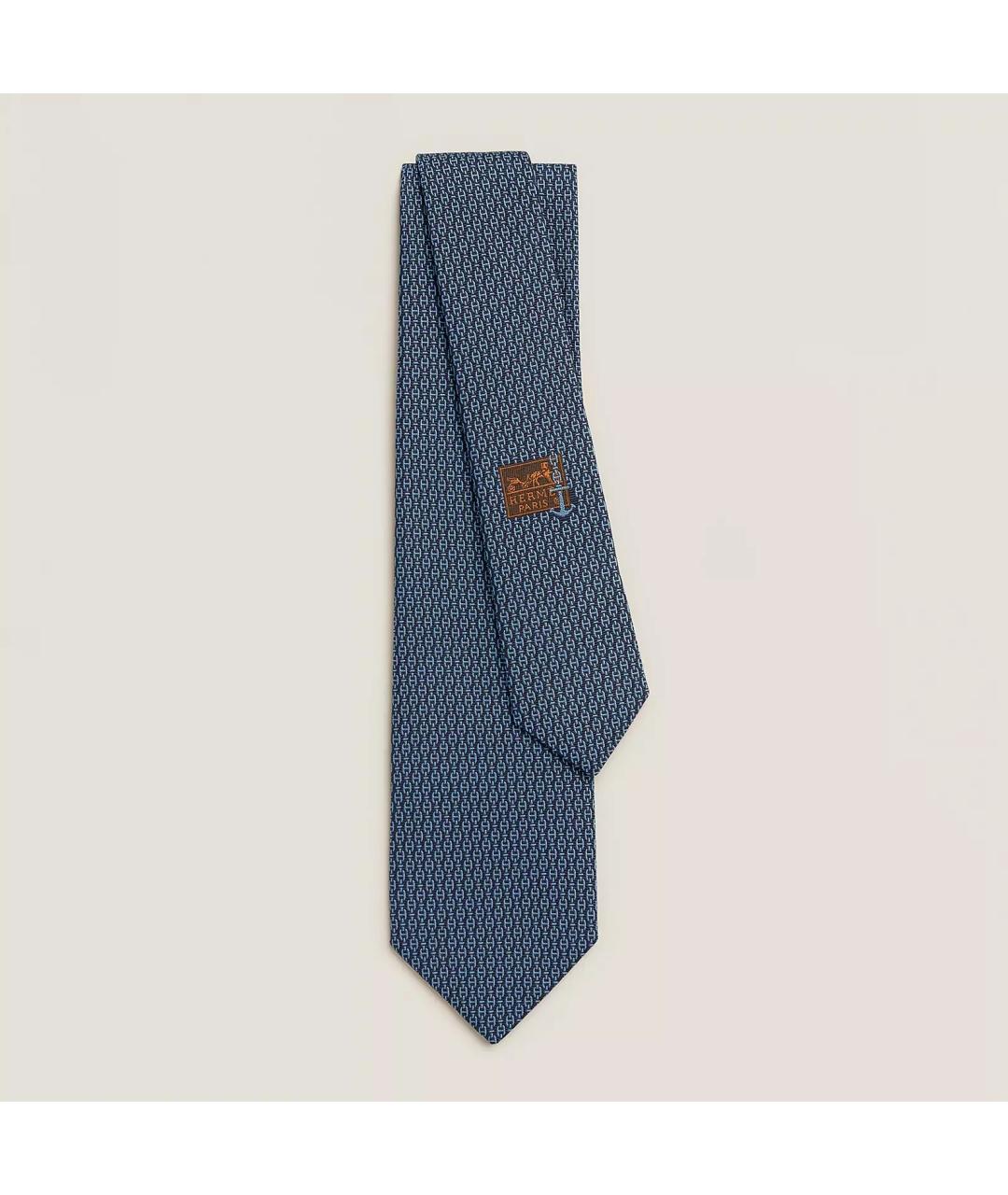 HERMES Синий шелковый галстук, фото 2