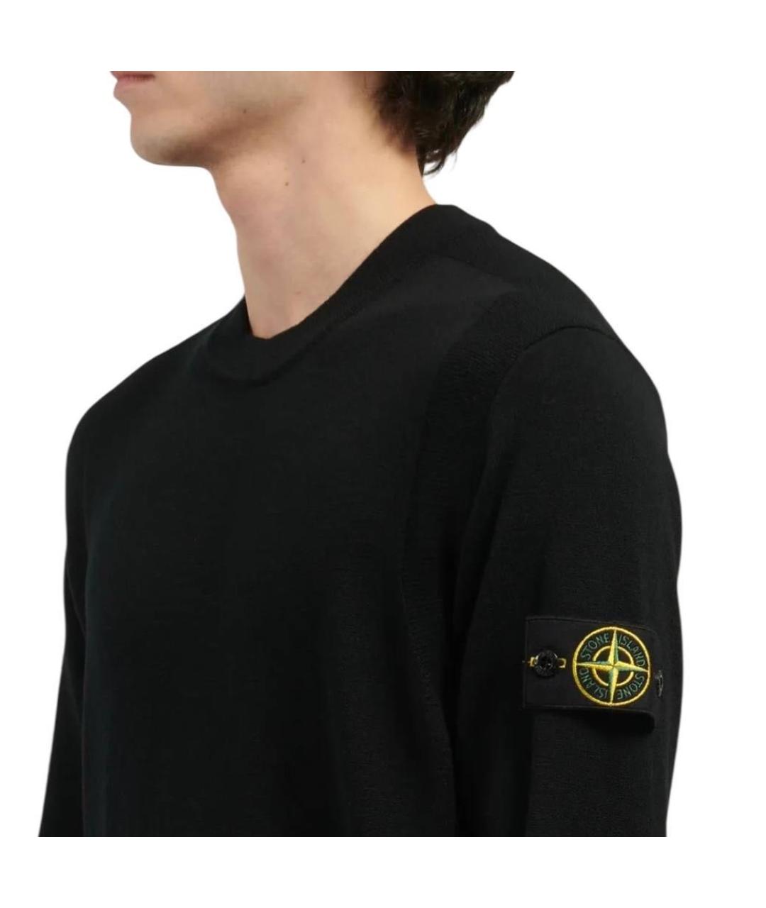 STONE ISLAND Черный шерстяной джемпер / свитер, фото 2