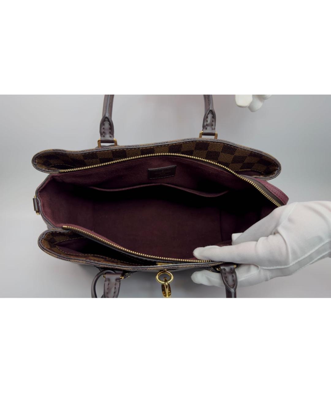 LOUIS VUITTON Коричневая кожаная сумка с короткими ручками, фото 4