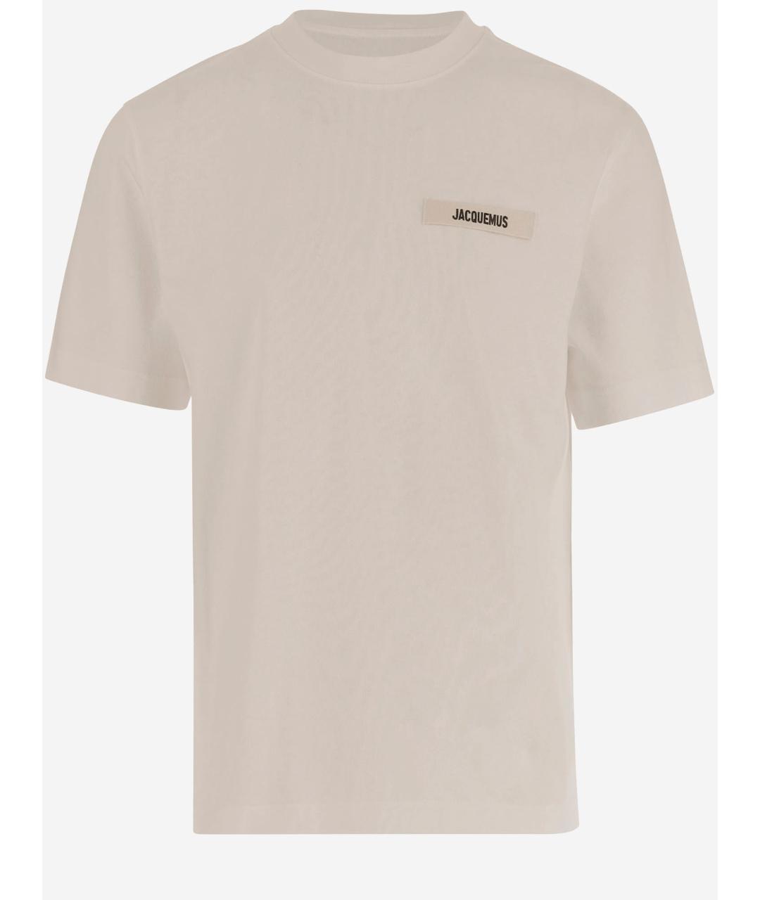 JACQUEMUS Бежевая хлопковая футболка, фото 4