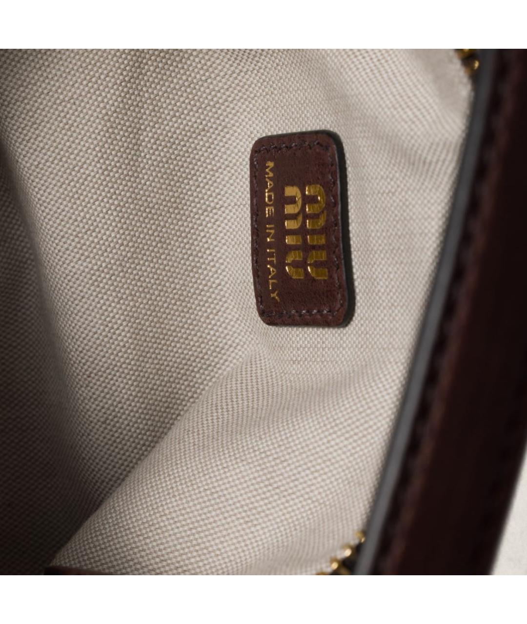 MIU MIU Коричневая кожаная сумка с короткими ручками, фото 4