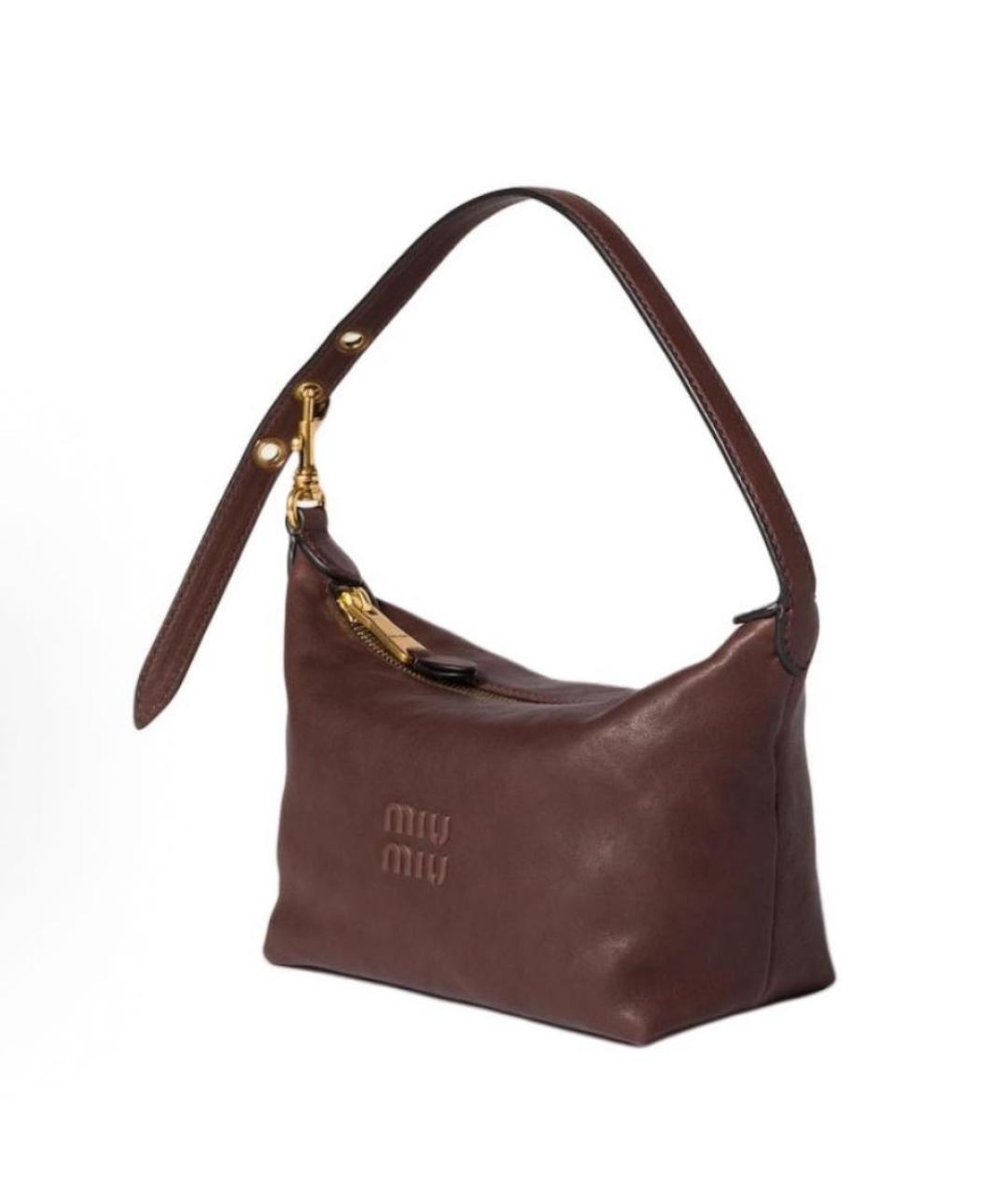 MIU MIU Коричневая кожаная сумка с короткими ручками, фото 2