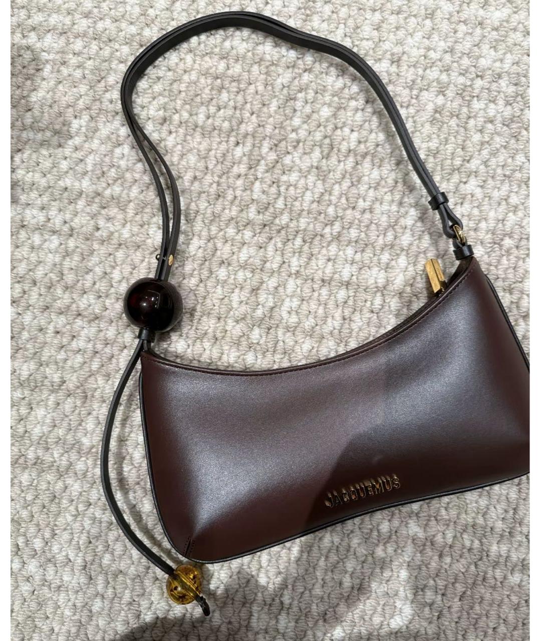 JACQUEMUS Коричневая кожаная сумка через плечо, фото 4