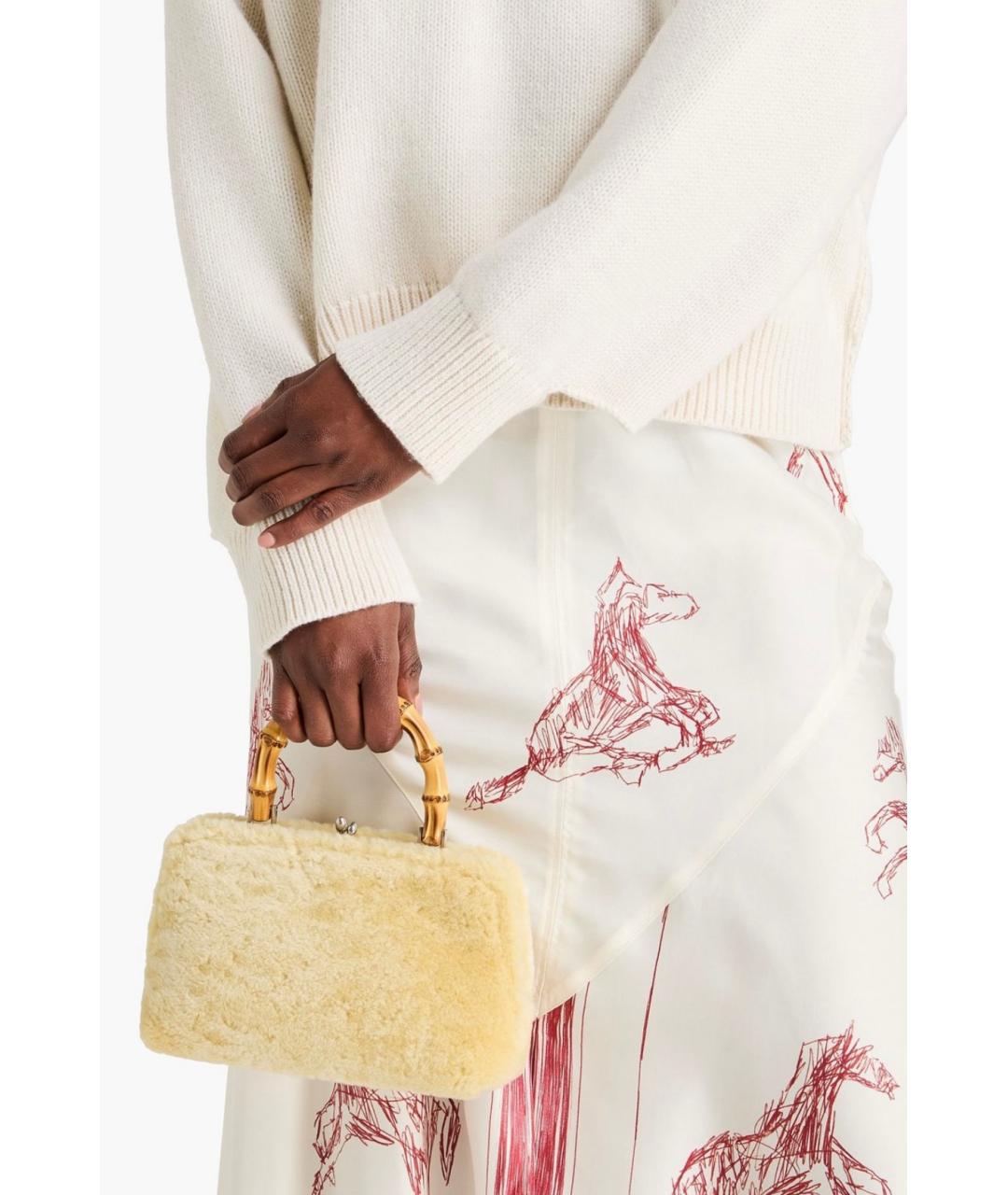 JIL SANDER Бежевая меховая сумка с короткими ручками, фото 2