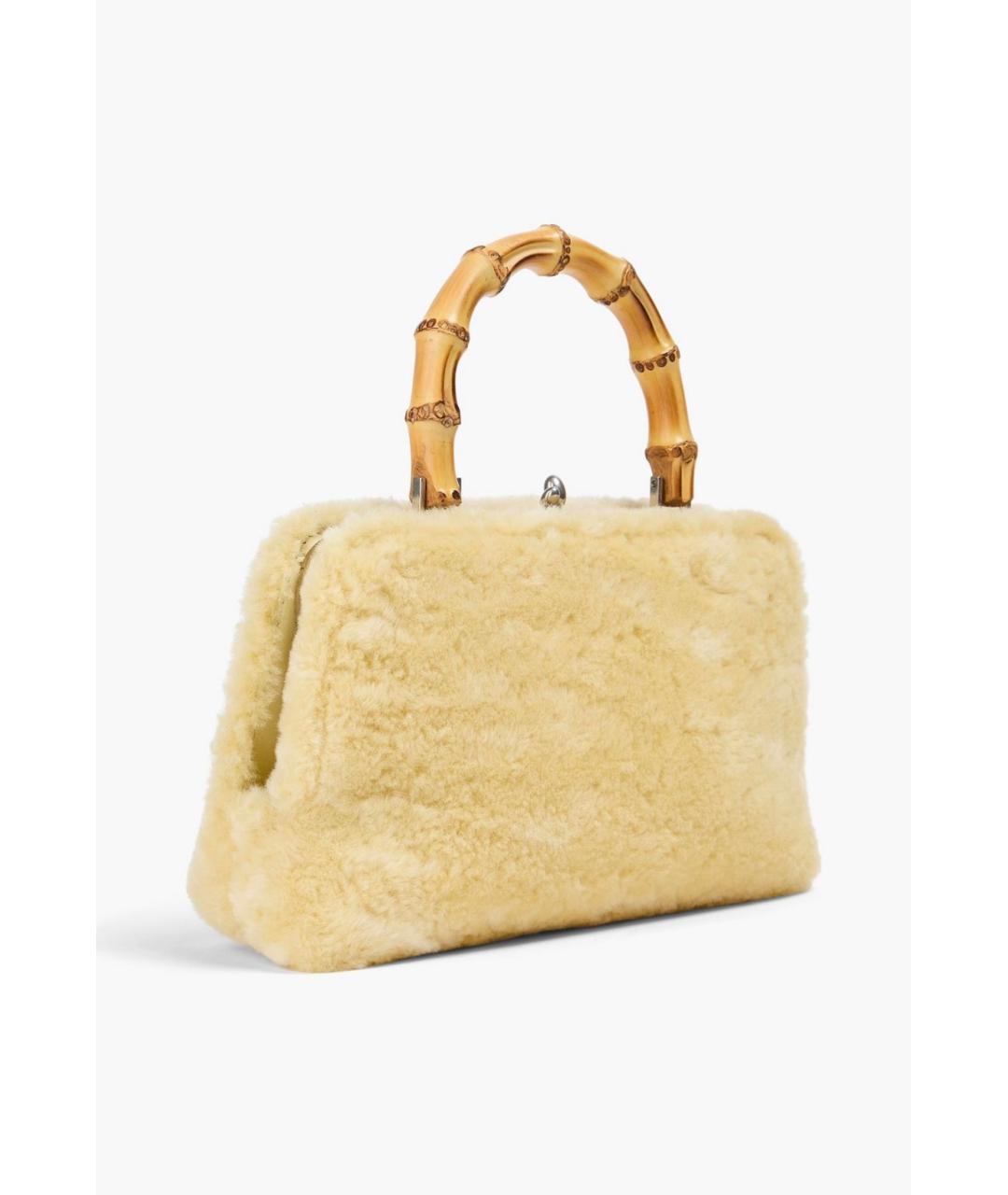 JIL SANDER Бежевая меховая сумка с короткими ручками, фото 3