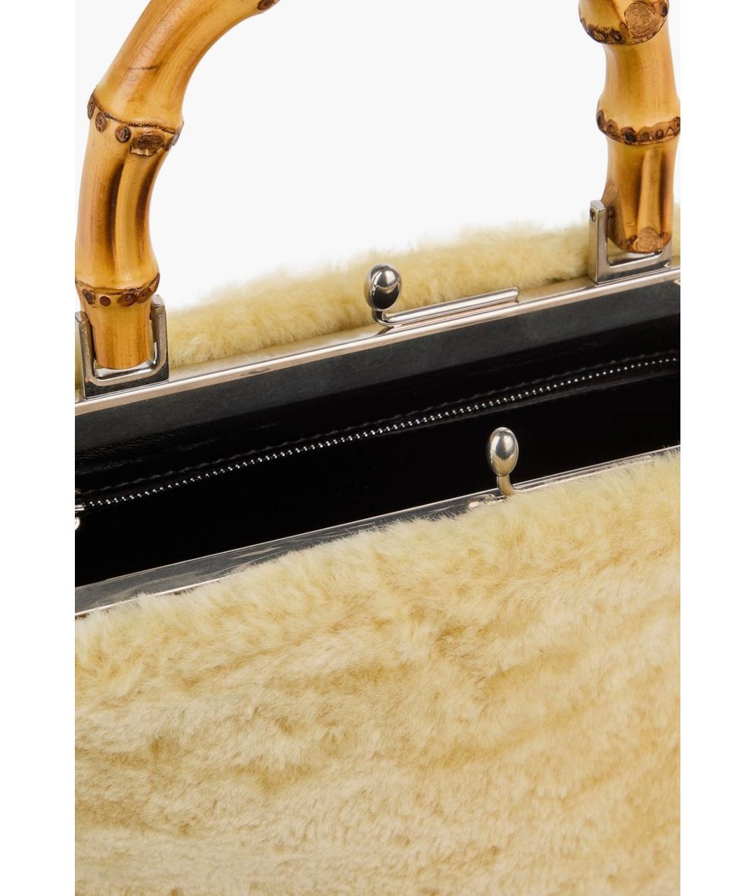 JIL SANDER Бежевая меховая сумка с короткими ручками, фото 4