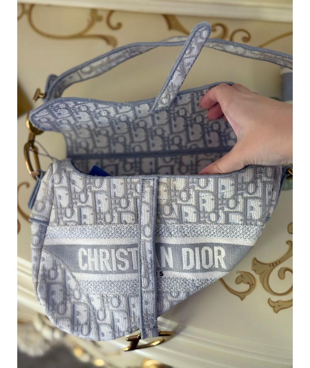 CHRISTIAN DIOR Серая тканевая сумка с короткими ручками, фото 5