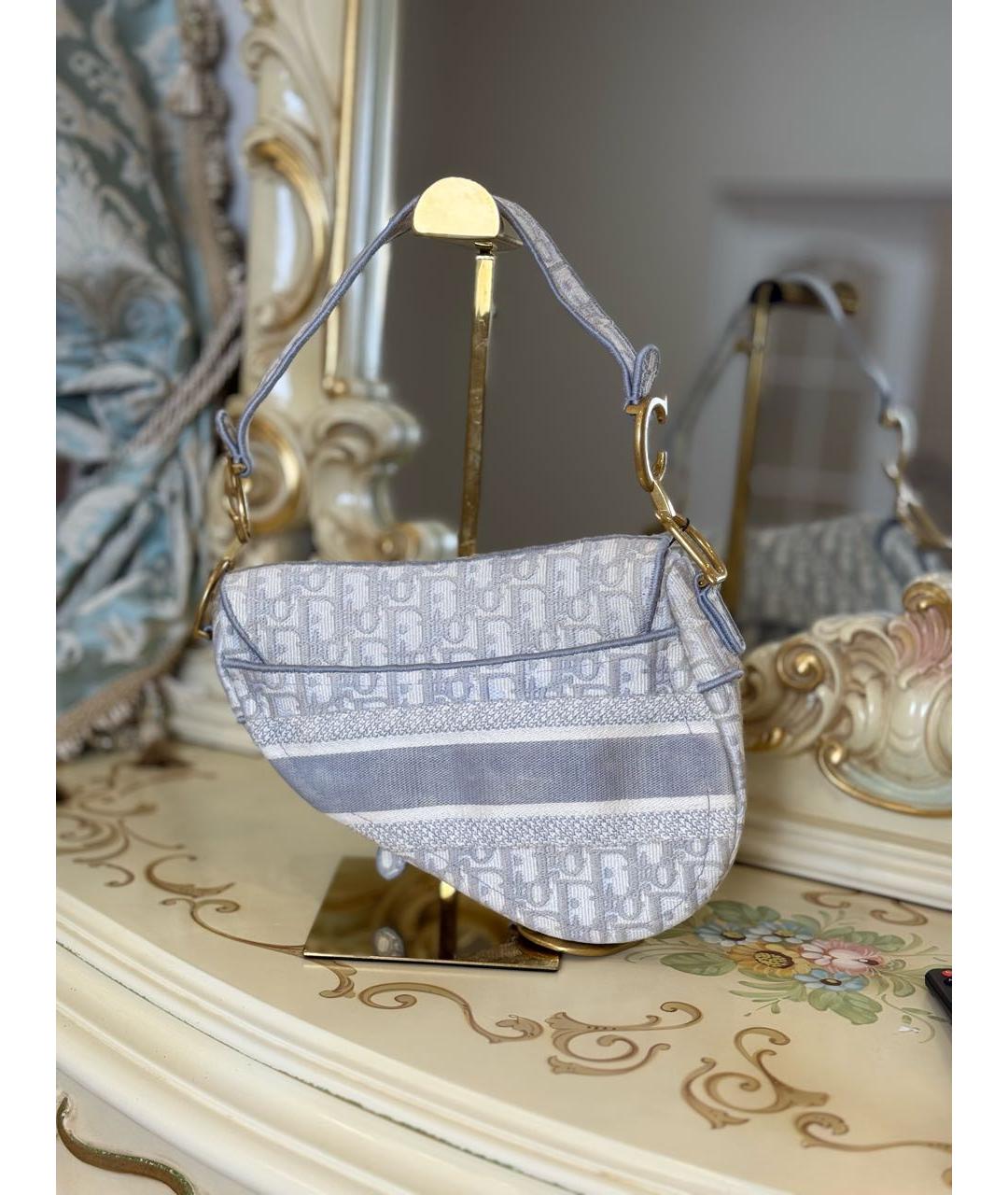 CHRISTIAN DIOR Серая тканевая сумка с короткими ручками, фото 3