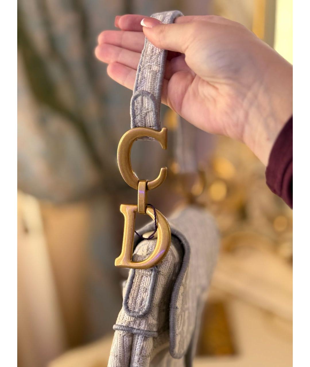 CHRISTIAN DIOR Серая тканевая сумка с короткими ручками, фото 8