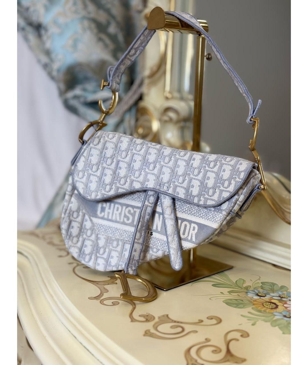 CHRISTIAN DIOR Серая тканевая сумка с короткими ручками, фото 4