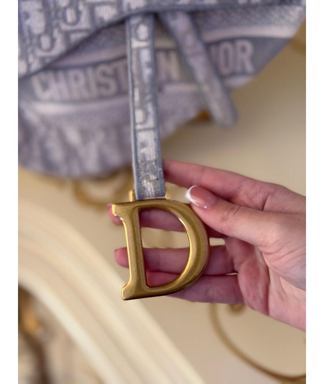 CHRISTIAN DIOR Серая тканевая сумка с короткими ручками, фото 6