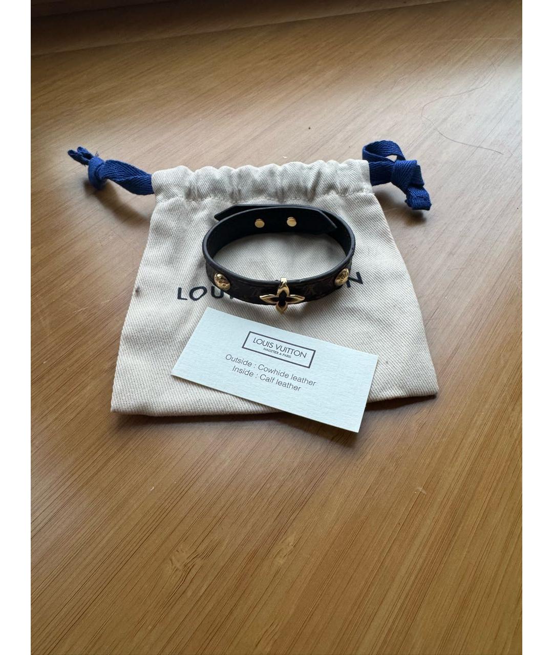 LOUIS VUITTON Коричневый кожаный браслет, фото 2