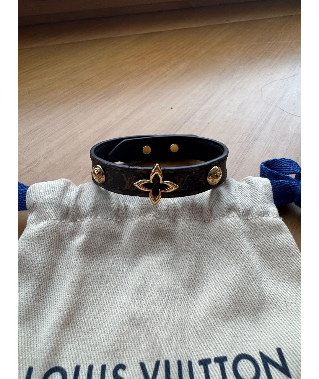 LOUIS VUITTON Коричневый кожаный браслет, фото 8