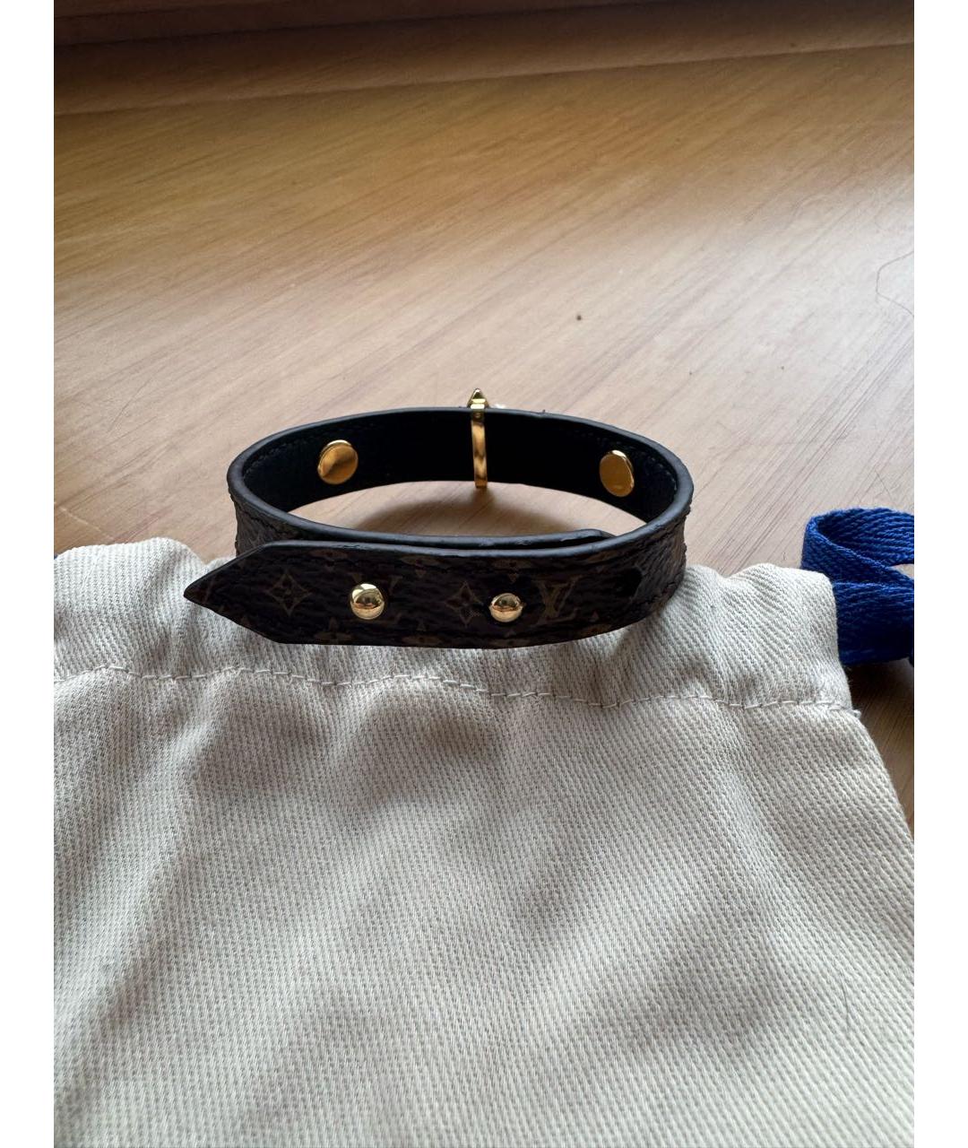 LOUIS VUITTON Коричневый кожаный браслет, фото 3