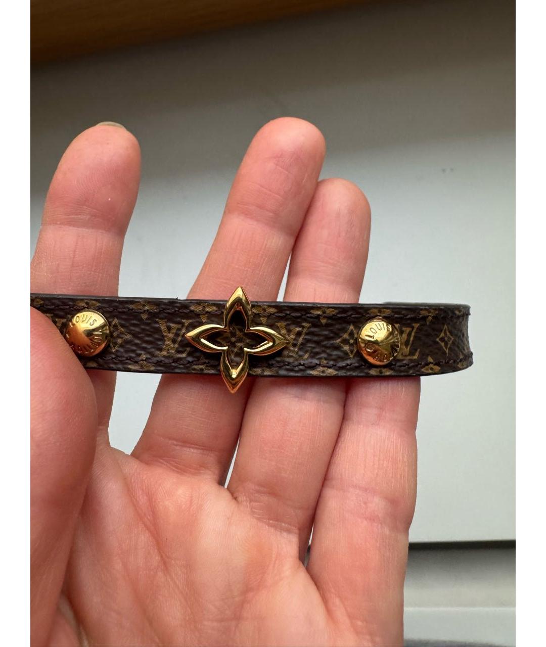 LOUIS VUITTON Коричневый кожаный браслет, фото 4
