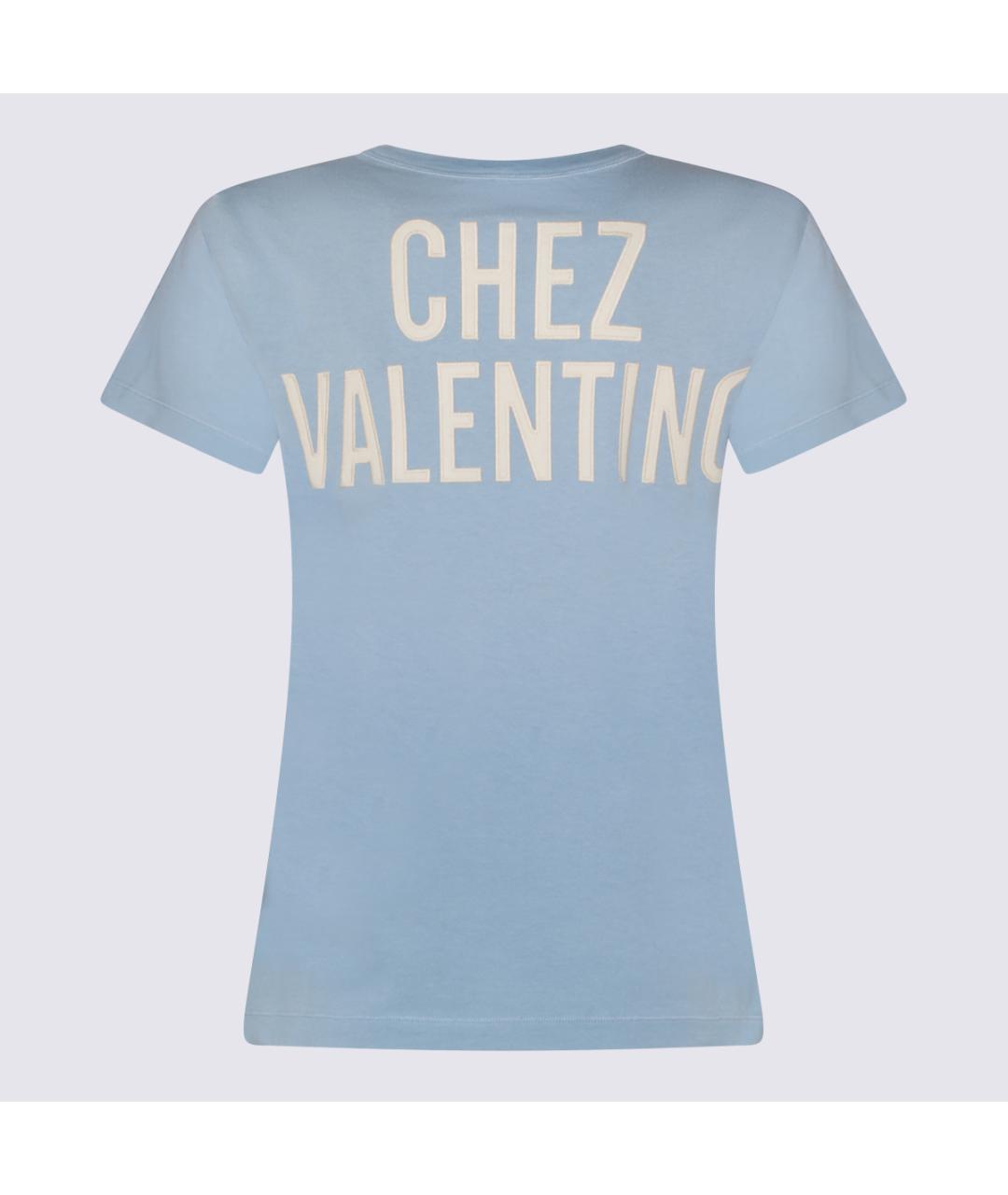 VALENTINO Голубая хлопковая футболка, фото 2
