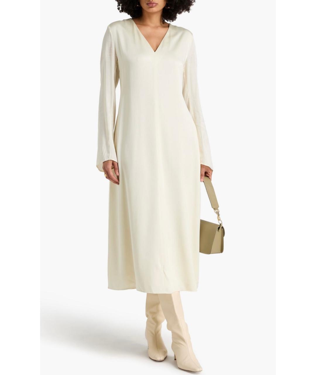 JIL SANDER Бежевое ацетатное коктейльное платье, фото 2