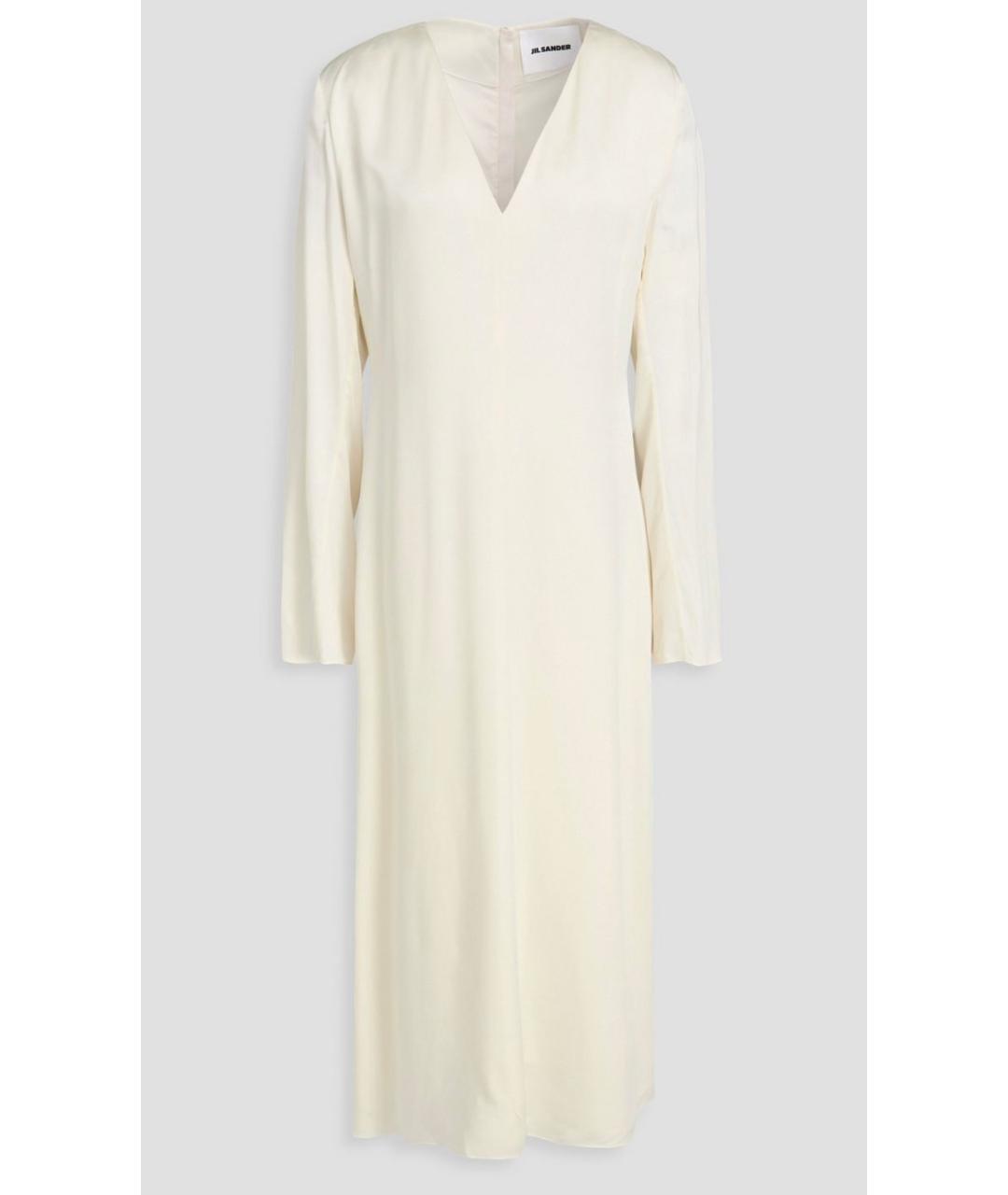 JIL SANDER Бежевое ацетатное коктейльное платье, фото 4