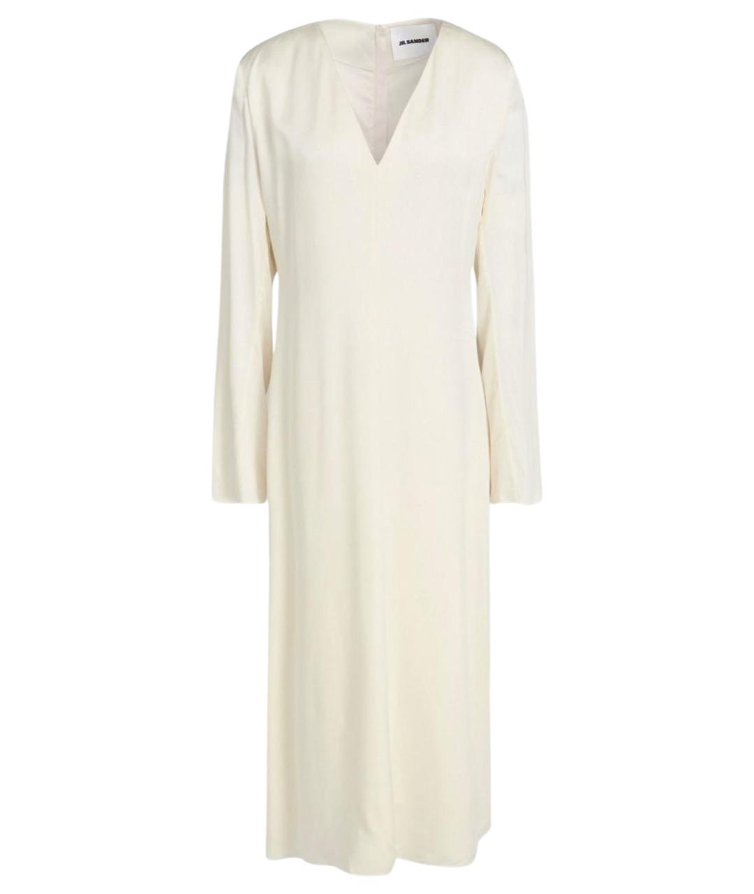 JIL SANDER Бежевое ацетатное коктейльное платье, фото 1