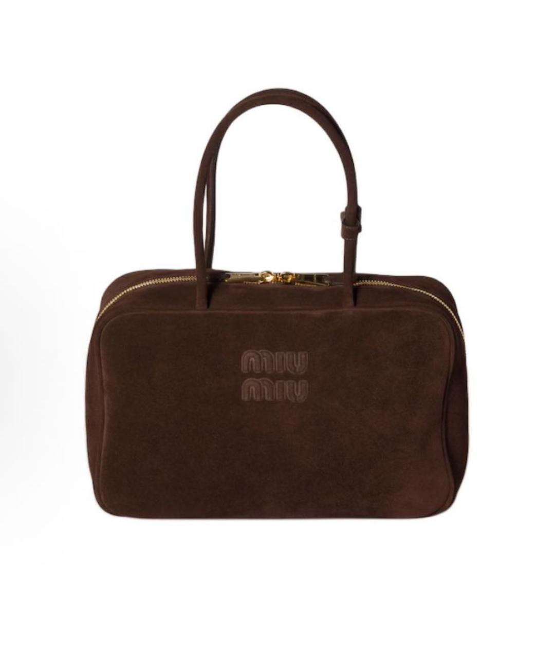 MIU MIU Коричневая замшевая сумка с короткими ручками, фото 1