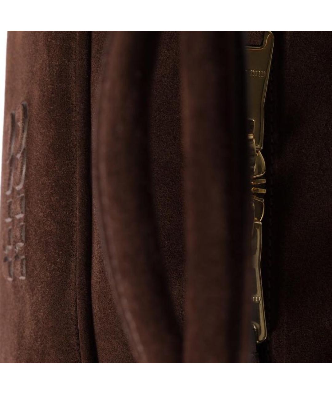 MIU MIU Коричневая замшевая сумка с короткими ручками, фото 5