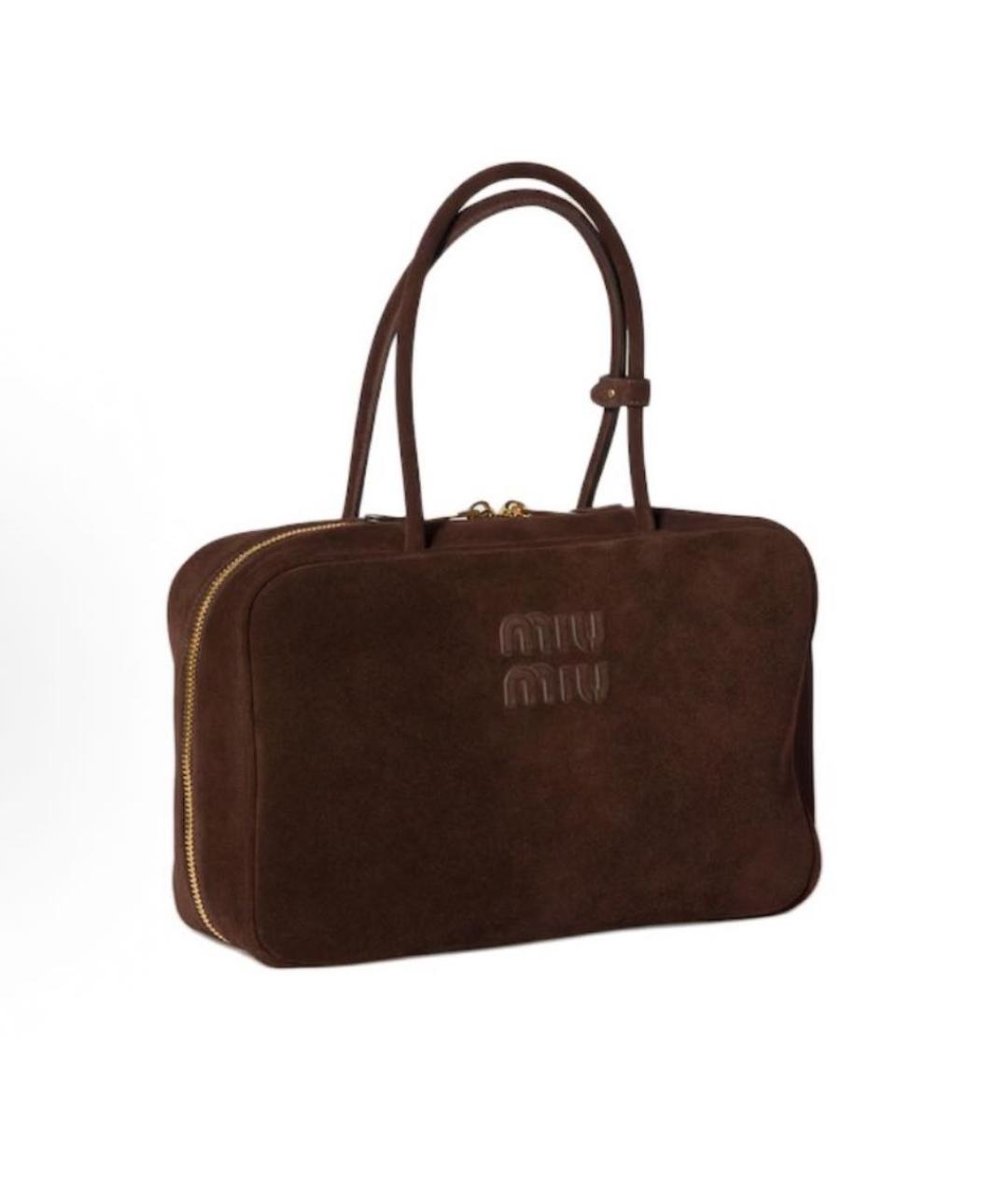 MIU MIU Коричневая замшевая сумка с короткими ручками, фото 2