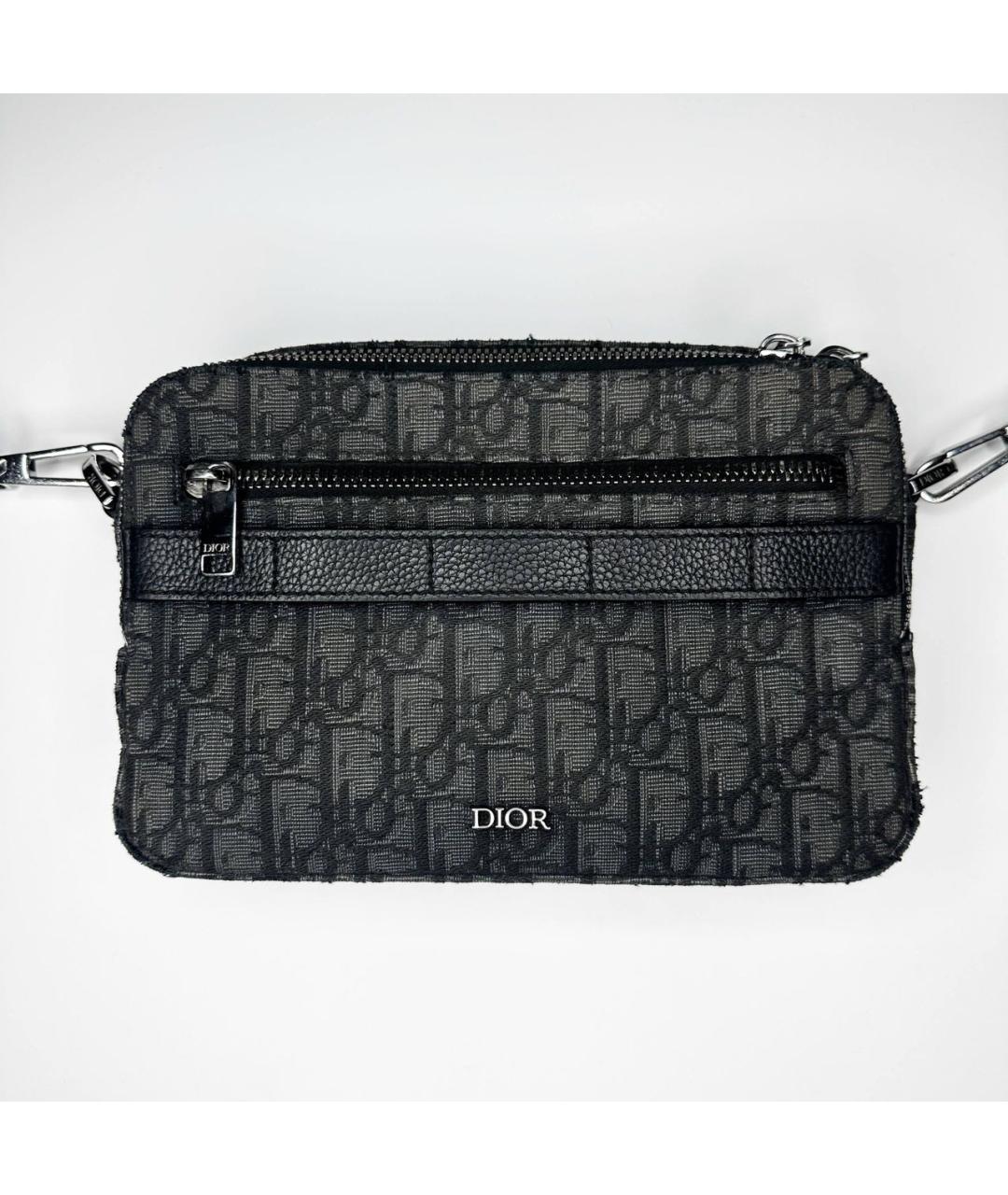 CHRISTIAN DIOR Темно-синяя тканевая сумка на плечо, фото 5