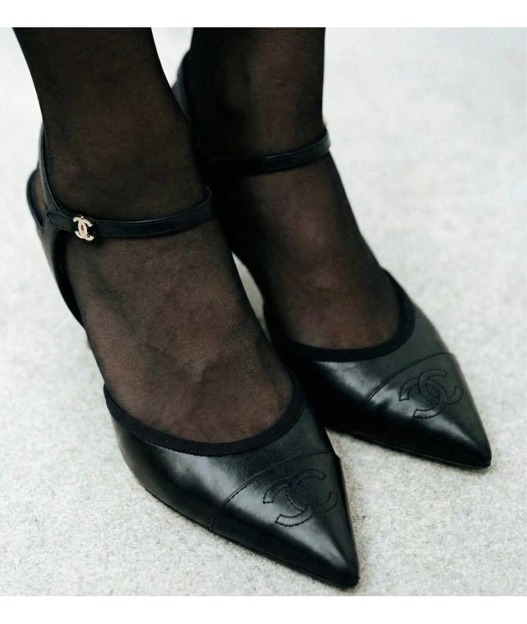 CHANEL Черные кожаные туфли, фото 5