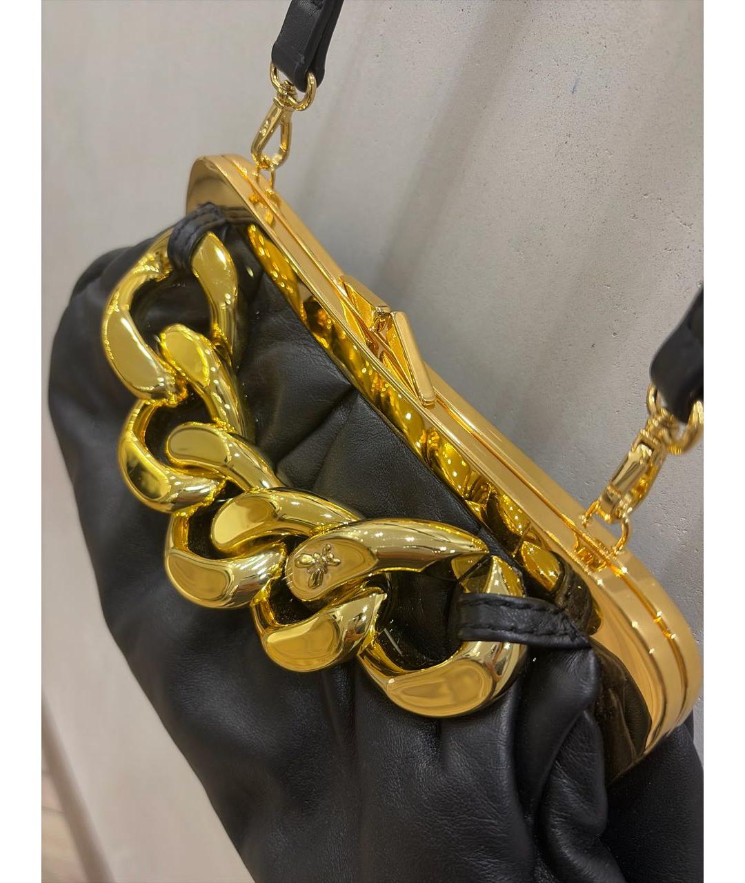 PATRIZIA PEPE Черная кожаная сумка через плечо, фото 6