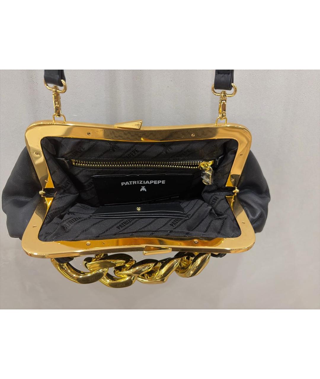 PATRIZIA PEPE Черная кожаная сумка через плечо, фото 4