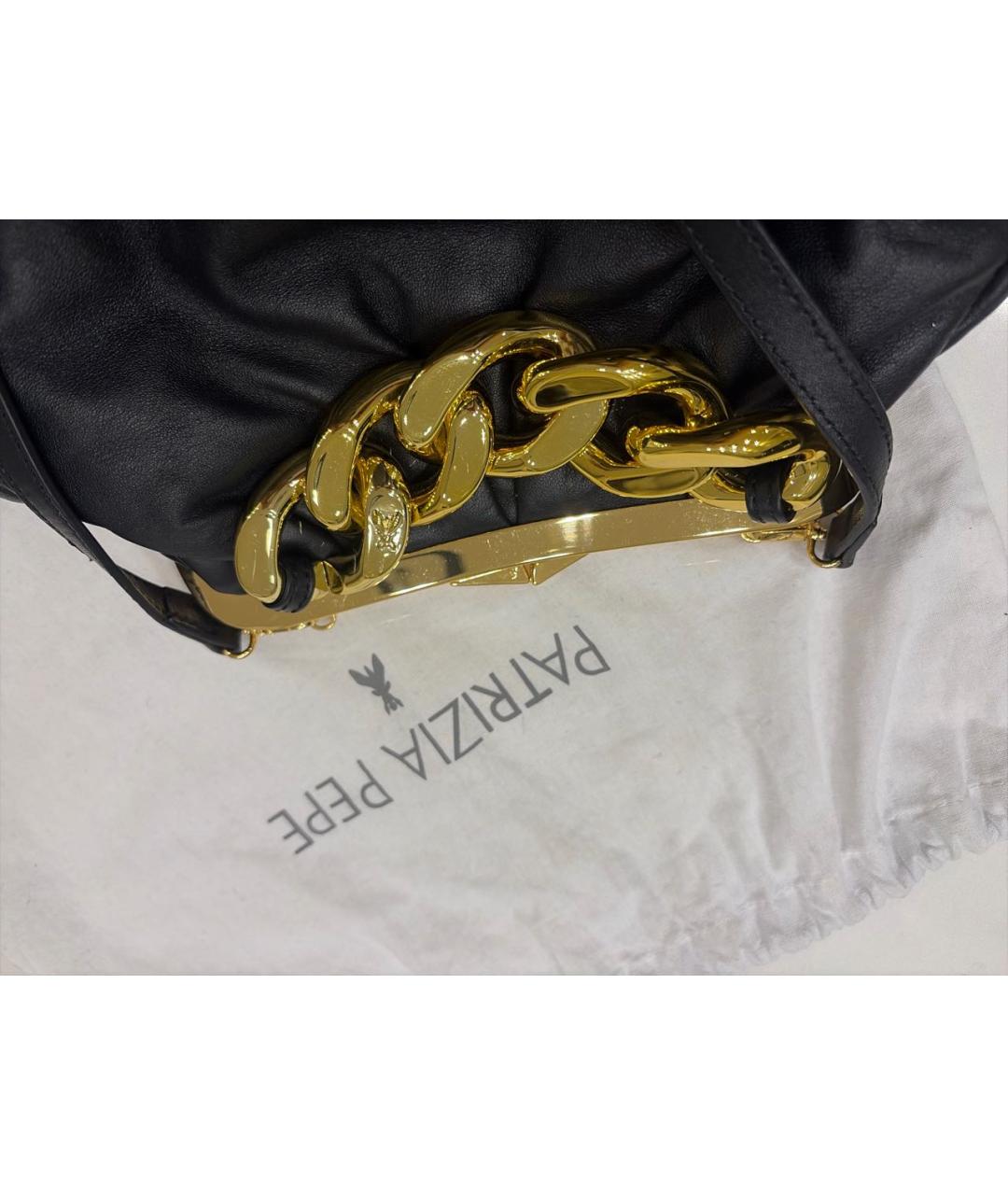 PATRIZIA PEPE Черная кожаная сумка через плечо, фото 7