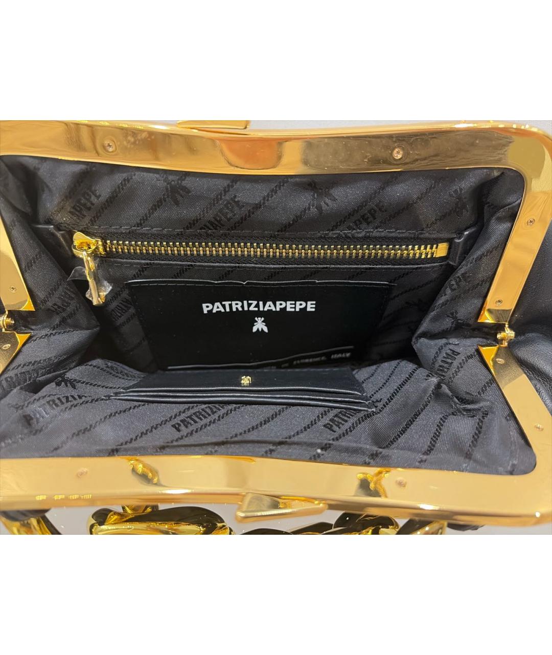 PATRIZIA PEPE Черная кожаная сумка через плечо, фото 5