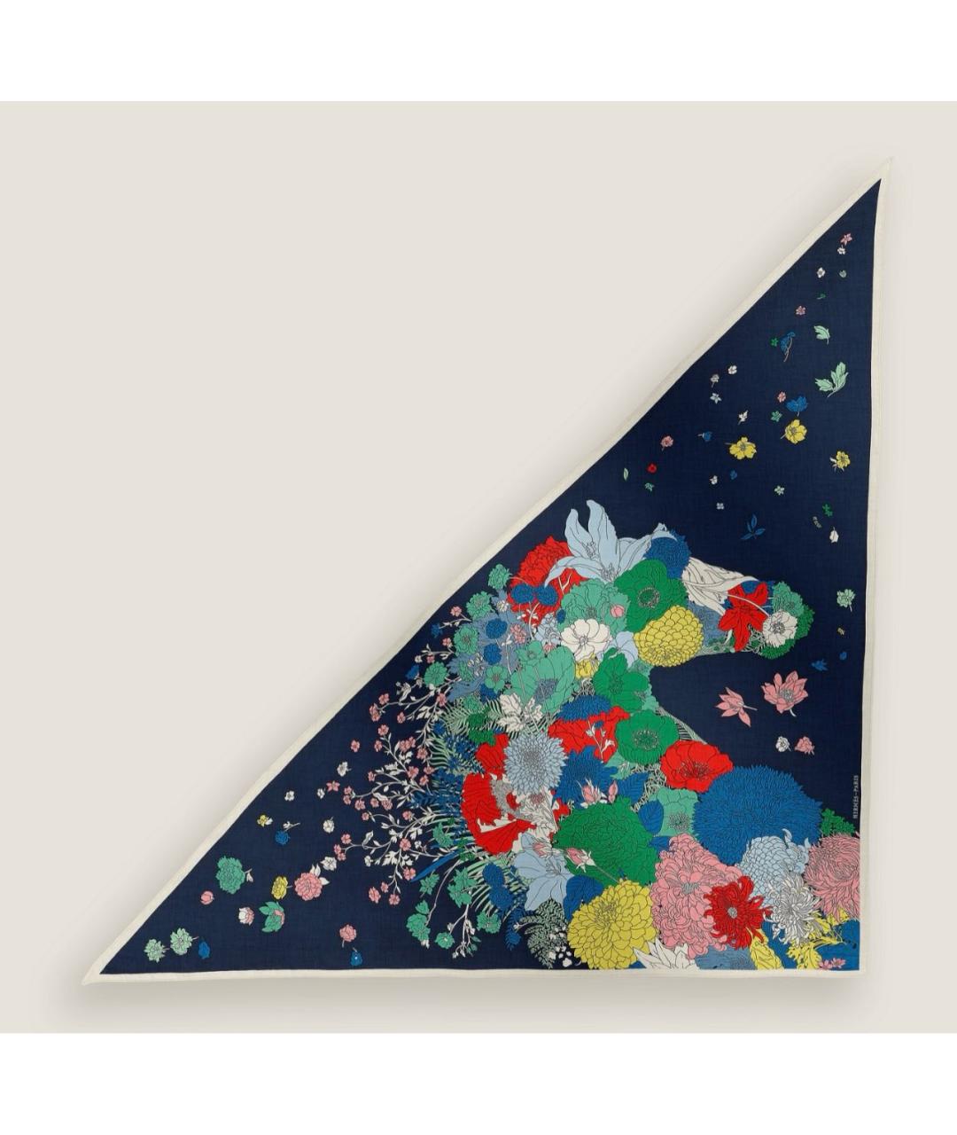 HERMES Темно-синий кашемировый платок, фото 6