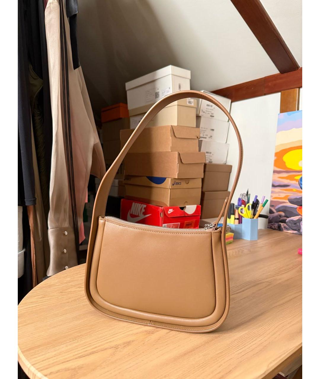 12 STOREEZ Коричневая кожаная сумка с короткими ручками, фото 3