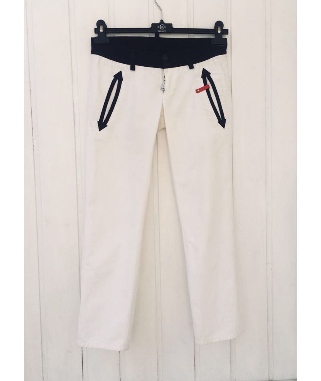 DSQUARED2 Белые хлопко-эластановые брюки узкие, фото 6