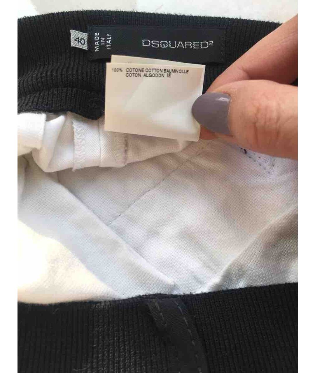 DSQUARED2 Белые хлопко-эластановые брюки узкие, фото 5