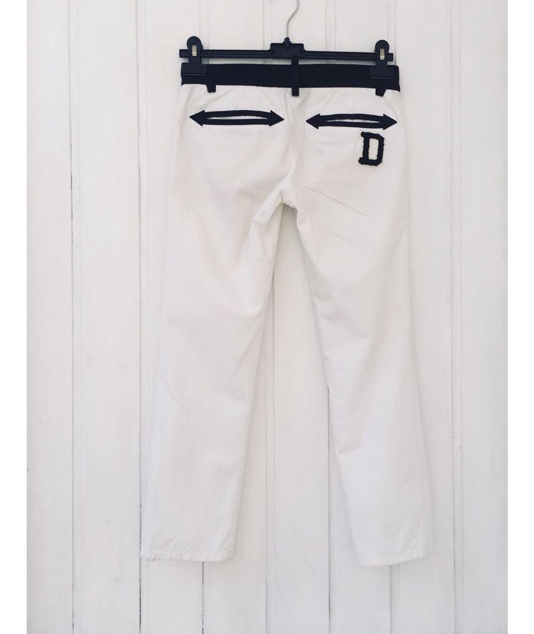 DSQUARED2 Белые хлопко-эластановые брюки узкие, фото 2