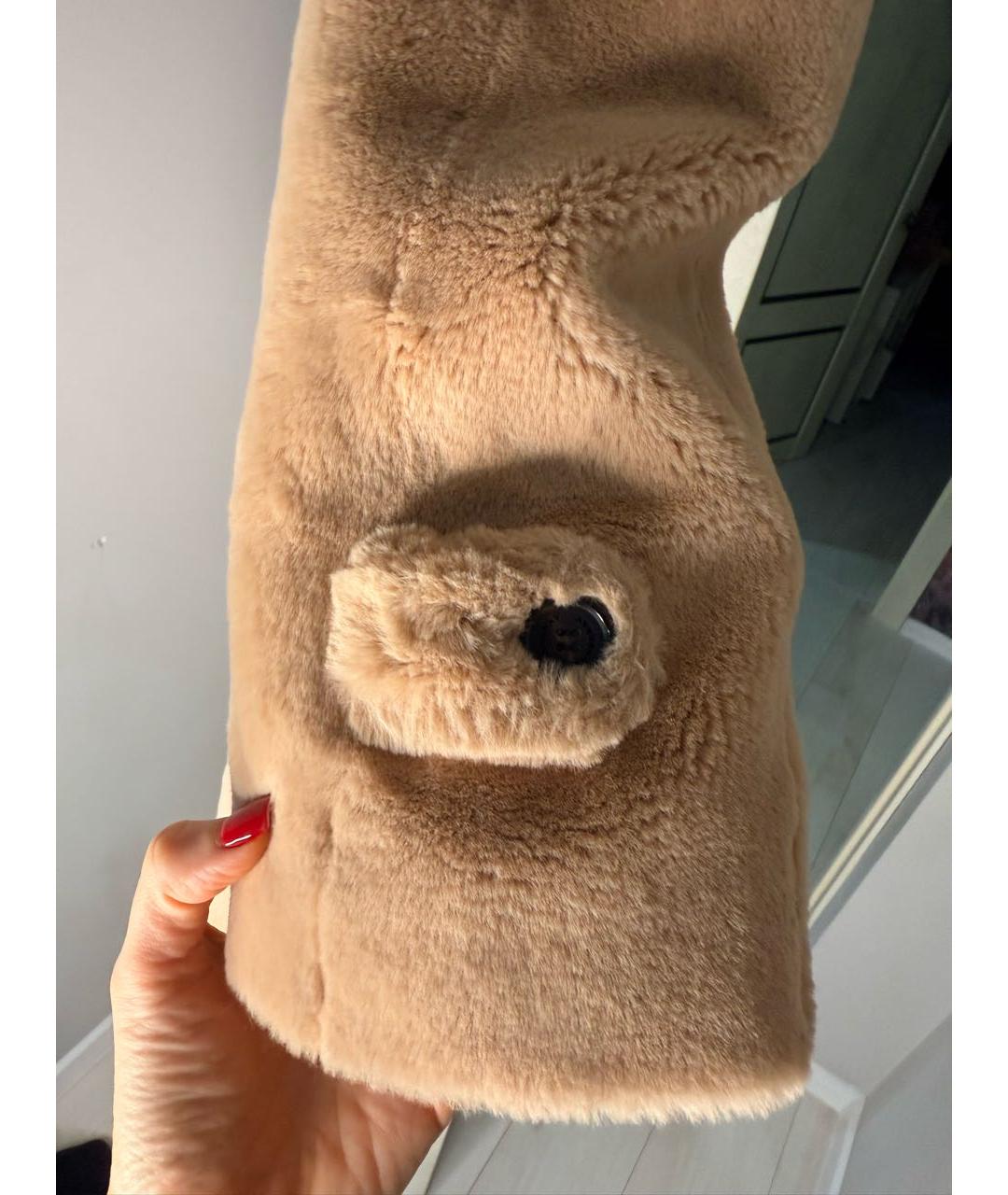 BURBERRY Бежевая полиэстеровая шуба, фото 7