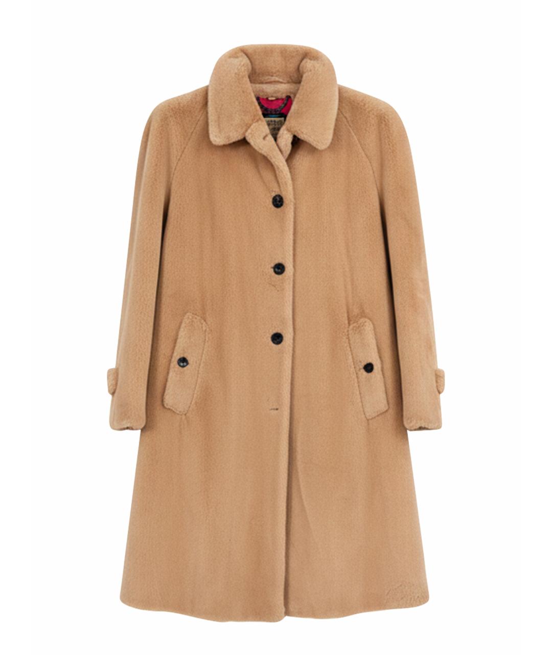 BURBERRY Бежевая полиэстеровая шуба, фото 1