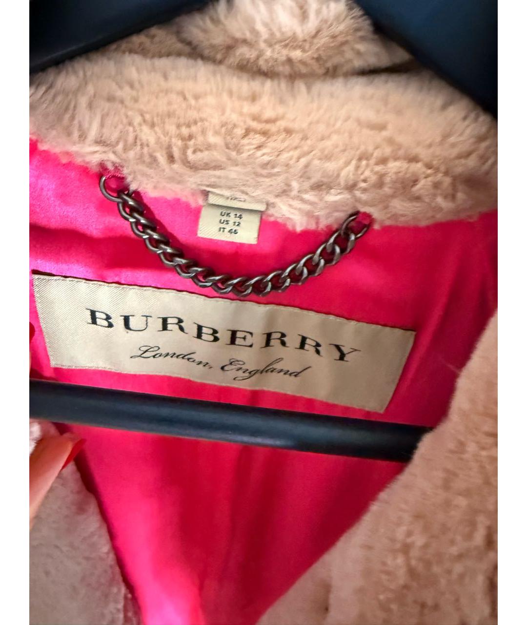 BURBERRY Бежевая полиэстеровая шуба, фото 3