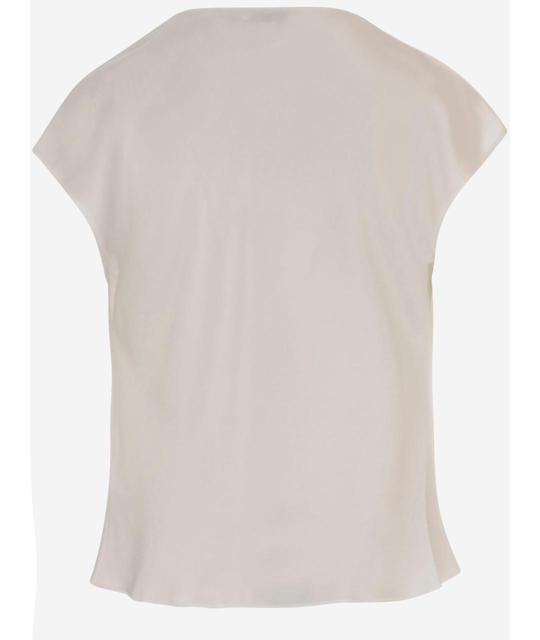 VINCE Белая шелковая блузы, фото 2