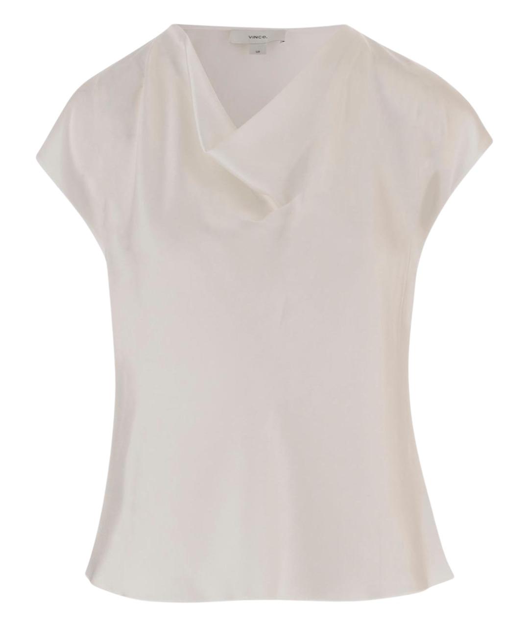 VINCE Белая шелковая блузы, фото 1