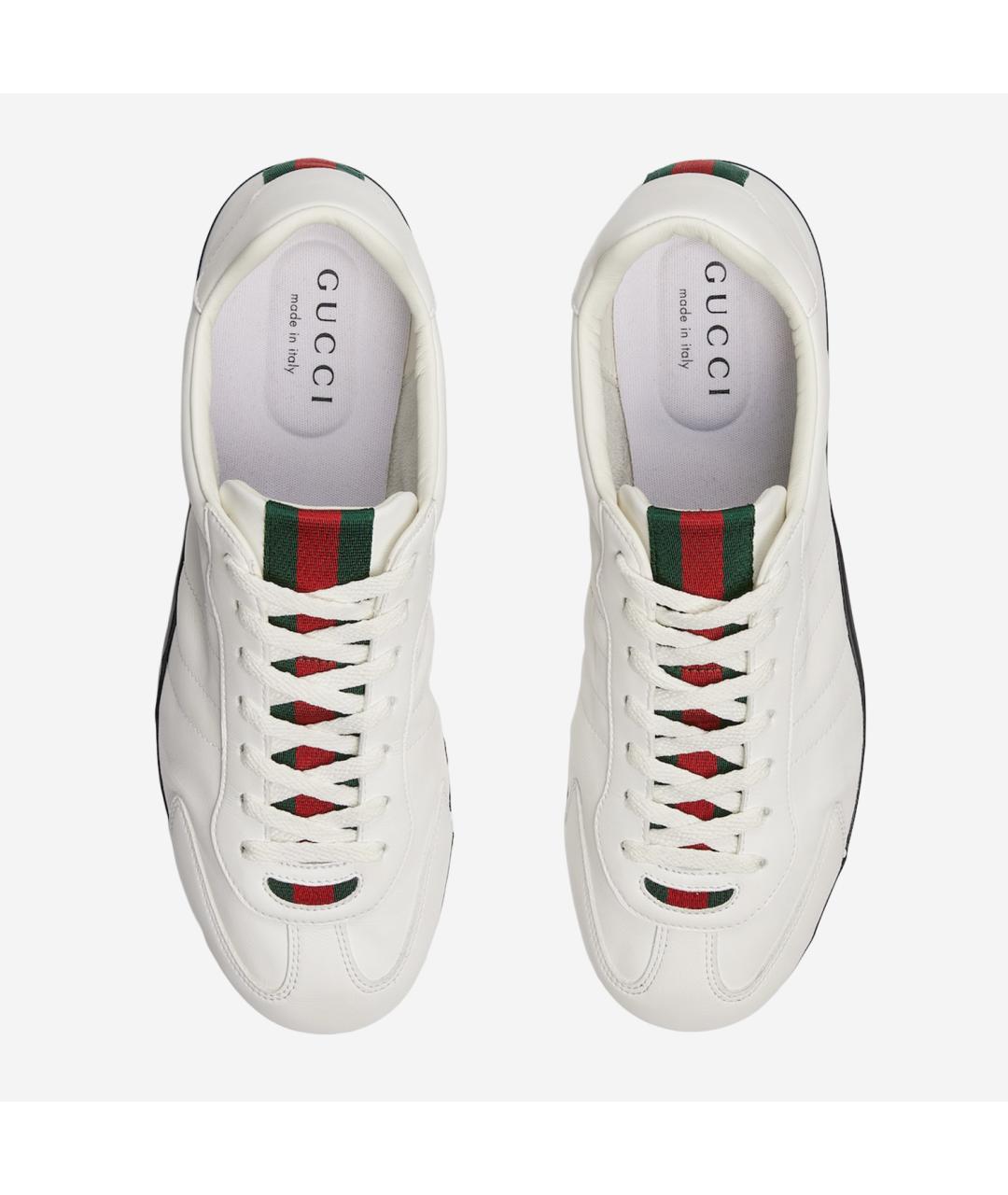 GUCCI Белые кожаные низкие кроссовки / кеды, фото 4