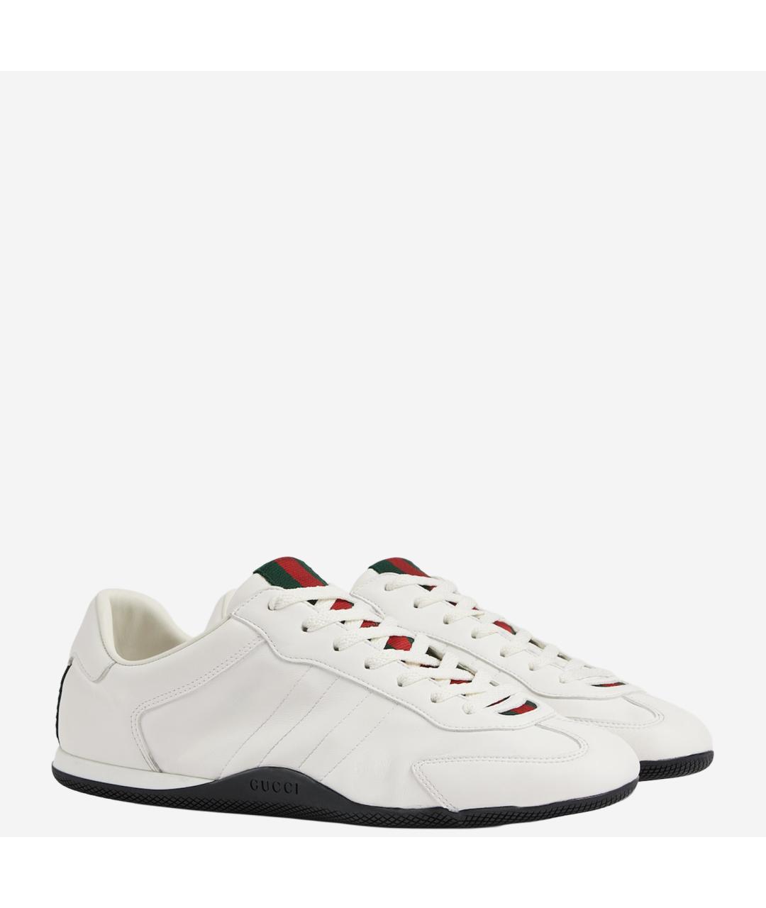 GUCCI Белые кожаные низкие кроссовки / кеды, фото 2