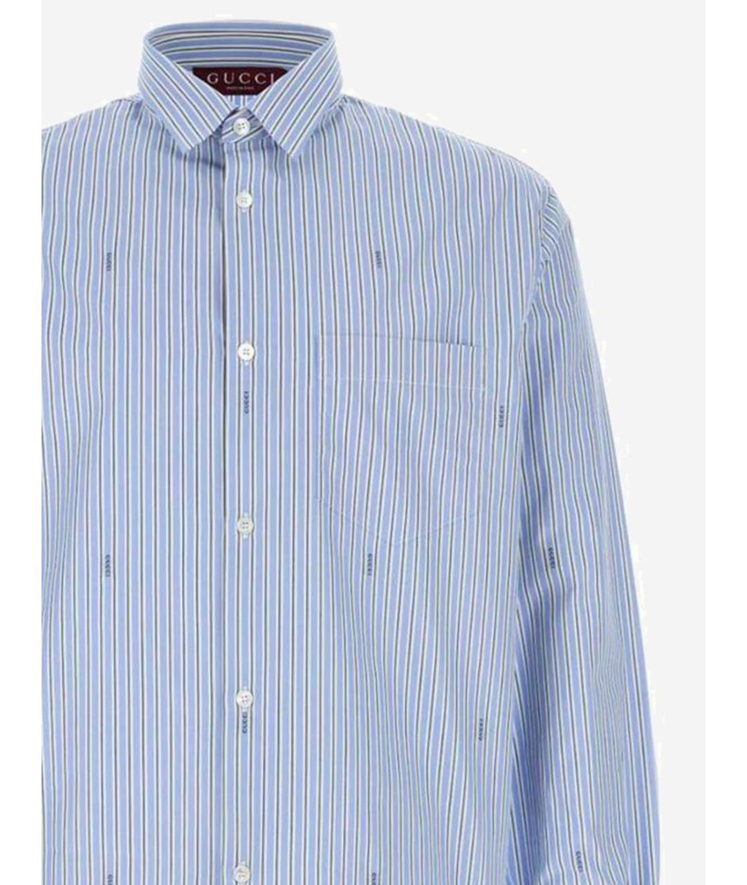 GUCCI Голубая хлопковая кэжуал рубашка, фото 3