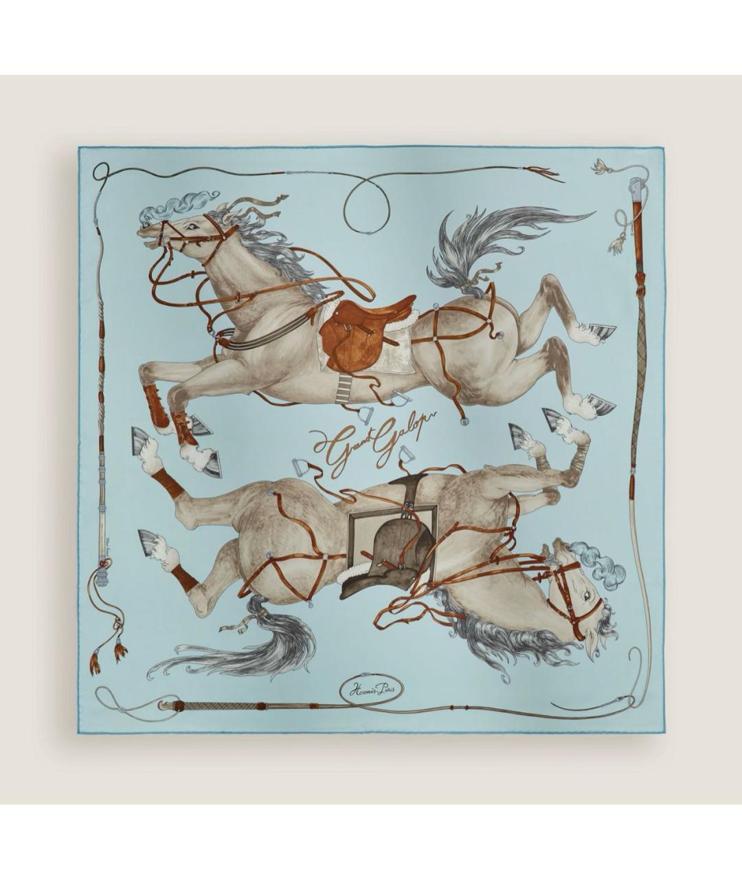 HERMES Голубой шелковый платок, фото 5